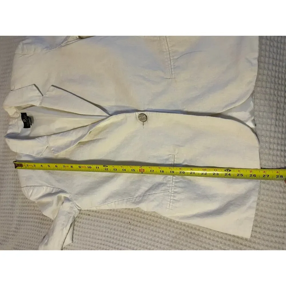 Brittany Sportswear Classic Linen Cotton Blended Cream One Button Blazer Size 6